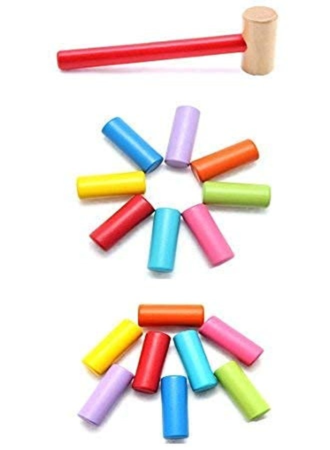 SHORO Classic Wooden Pounding Bench Toy for Toddlers, Pound & Tap Wood Hammer & Colored Pegs | Developmental & Sensory Toy for Boys & Girls - Image 3